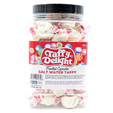 Taffy Delight Frosted Cupcake Salt Water Taffy 16oz Jar 